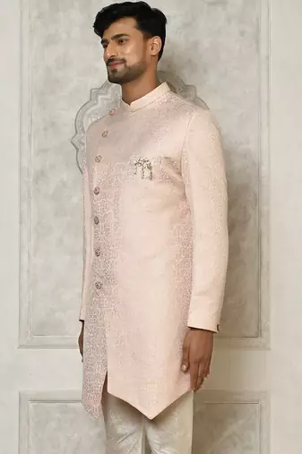 Rose gold anghrakha pattern work indo western