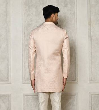 Rose gold anghrakha pattern work indo western 4