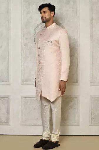 Rose gold anghrakha pattern work indo western