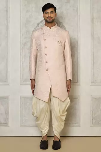 Rose gold anghrakha pattern work indo western