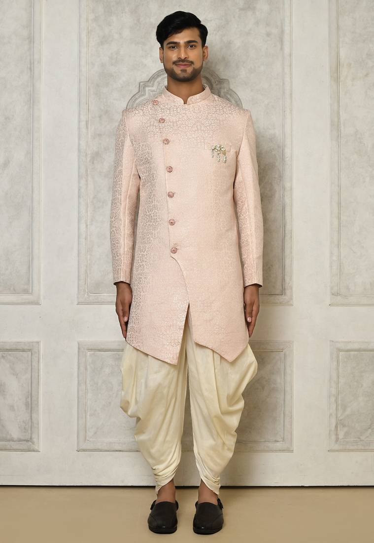 Rose gold anghrakha pattern work indo western