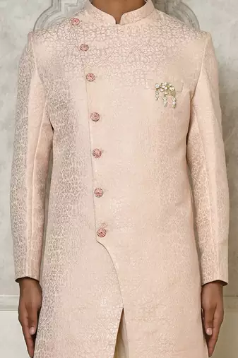 Rose gold anghrakha pattern work indo western
