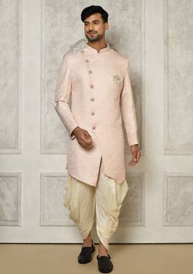 Rose gold anghrakha pattern work indo western 3