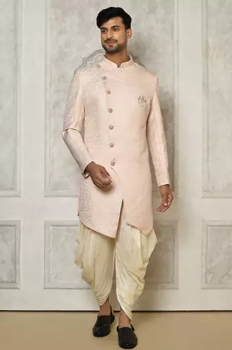 Rose gold anghrakha pattern work indo western