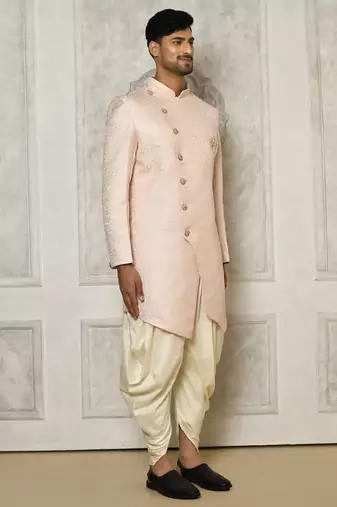 Rose gold anghrakha pattern work indo western