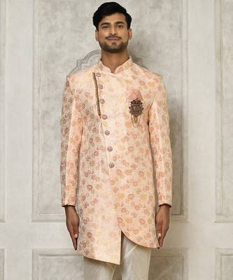Baby pink anghrakha pattern work indo western 1
