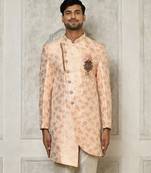 Baby pink anghrakha pattern work indo western
