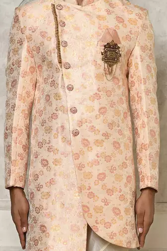 Baby pink anghrakha pattern work indo western