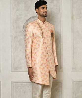 Baby pink anghrakha pattern work indo western 3