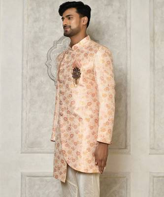 Baby pink anghrakha pattern work indo western 4