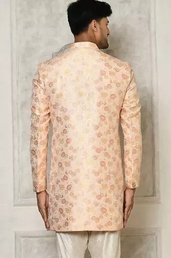 Baby pink anghrakha pattern work indo western