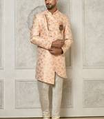 Baby pink anghrakha pattern work indo western