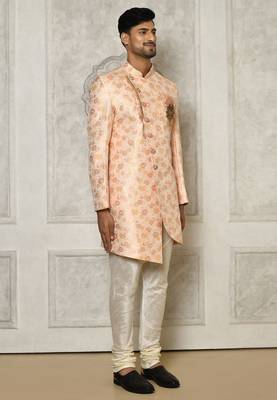 Baby pink anghrakha pattern work indo western 2