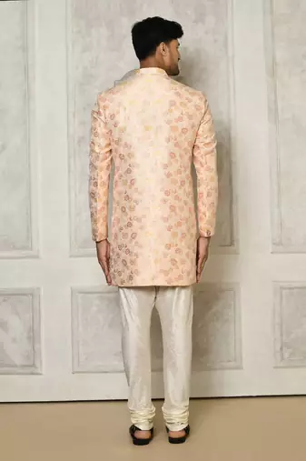 Baby pink anghrakha pattern work indo western