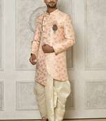 Baby pink anghrakha pattern work indo western