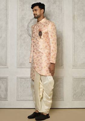 Baby pink anghrakha pattern work indo western 3
