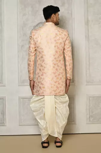Baby pink anghrakha pattern work indo western