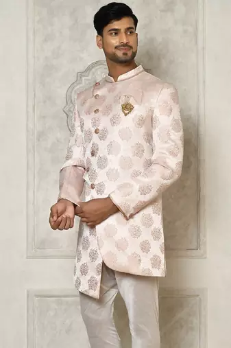 Rose gold anghrakha pattern work indo western