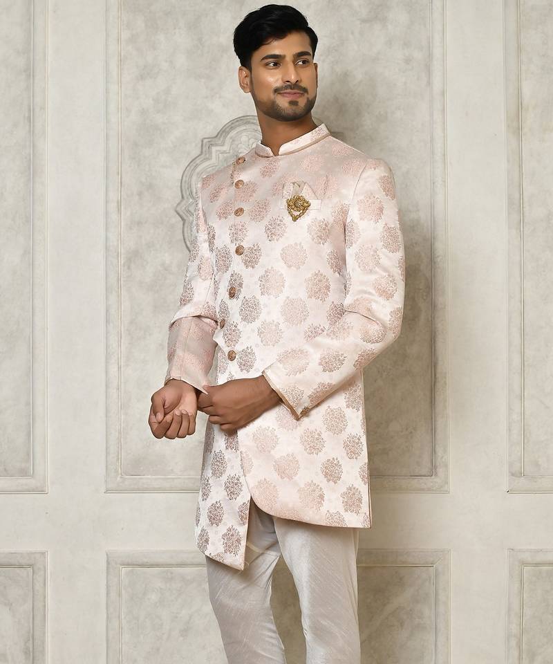 Rose gold anghrakha pattern work indo western