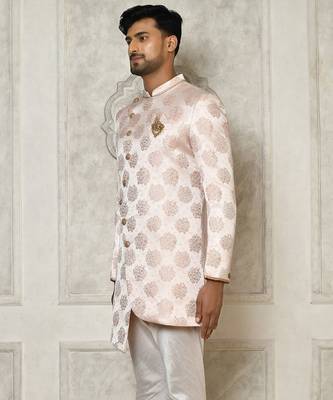 Rose gold anghrakha pattern work indo western 3