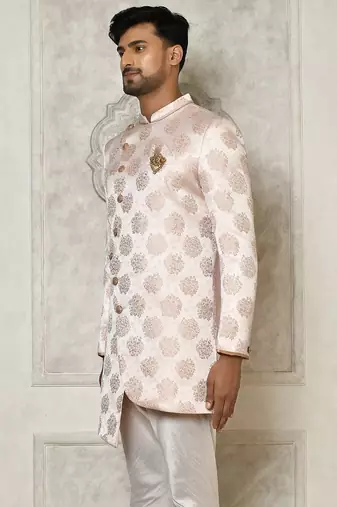 Rose gold anghrakha pattern work indo western