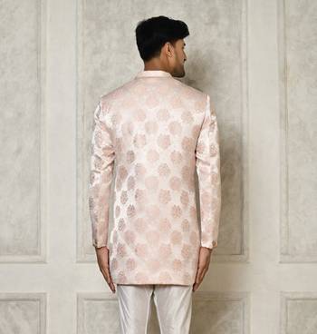 Rose gold anghrakha pattern work indo western 4