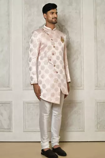 Rose gold anghrakha pattern work indo western