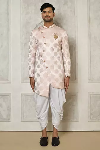 Rose gold anghrakha pattern work indo western