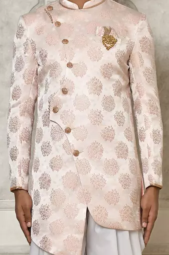 Rose gold anghrakha pattern work indo western