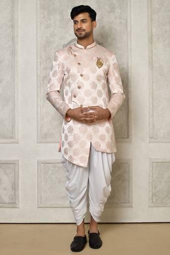 Rose gold anghrakha pattern work indo western