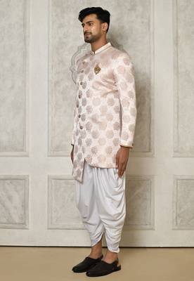 Rose gold anghrakha pattern work indo western 4
