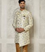 Grey anghrakha pattern work indo western