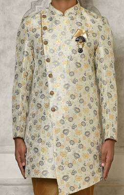 Grey anghrakha pattern work indo western 2