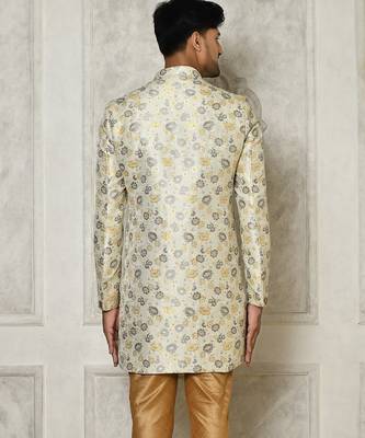 Grey anghrakha pattern work indo western 5