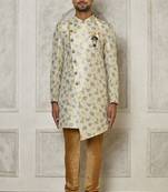 Grey anghrakha pattern work indo western