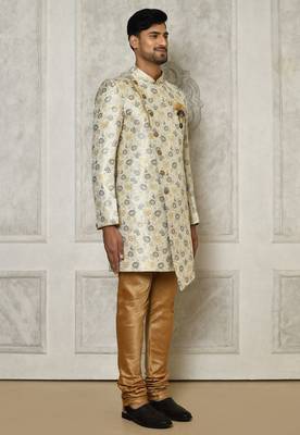 Grey anghrakha pattern work indo western 3