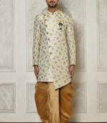 Grey anghrakha pattern work indo western