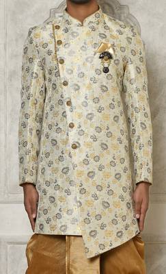 Grey anghrakha pattern work indo western 2