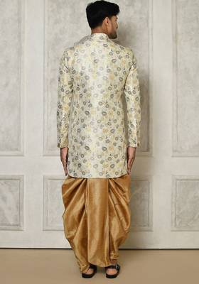 Grey anghrakha pattern work indo western 4