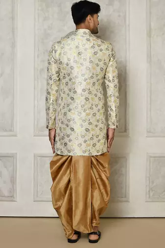 Grey anghrakha pattern work indo western