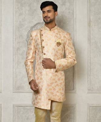 Peach anghrakha pattern work indo western 1