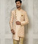Peach anghrakha pattern work indo western