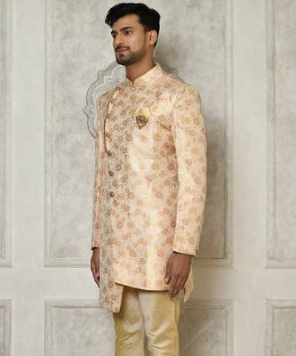 Peach anghrakha pattern work indo western 3