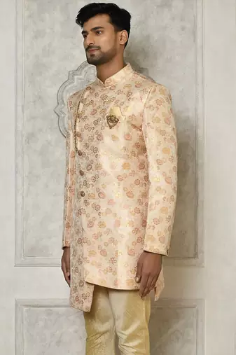 Peach anghrakha pattern work indo western