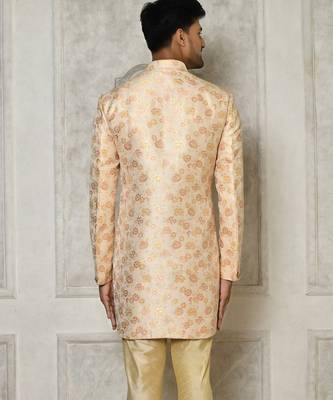 Peach anghrakha pattern work indo western 4