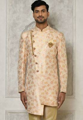 Peach anghrakha pattern work indo western 2