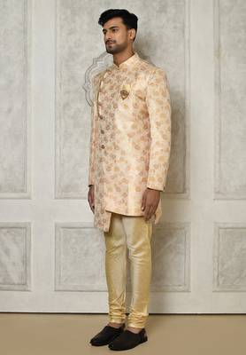 Peach anghrakha pattern work indo western 3