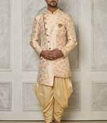 Peach anghrakha pattern work indo western