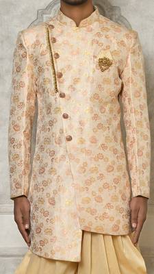 Peach anghrakha pattern work indo western 2