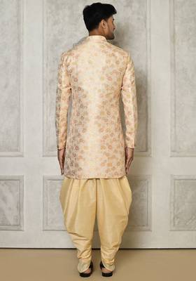 Peach anghrakha pattern work indo western 4